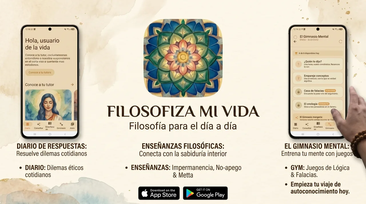 Gráfica de portada de Filosofiza mi vida con una ilustración floral y capturas.