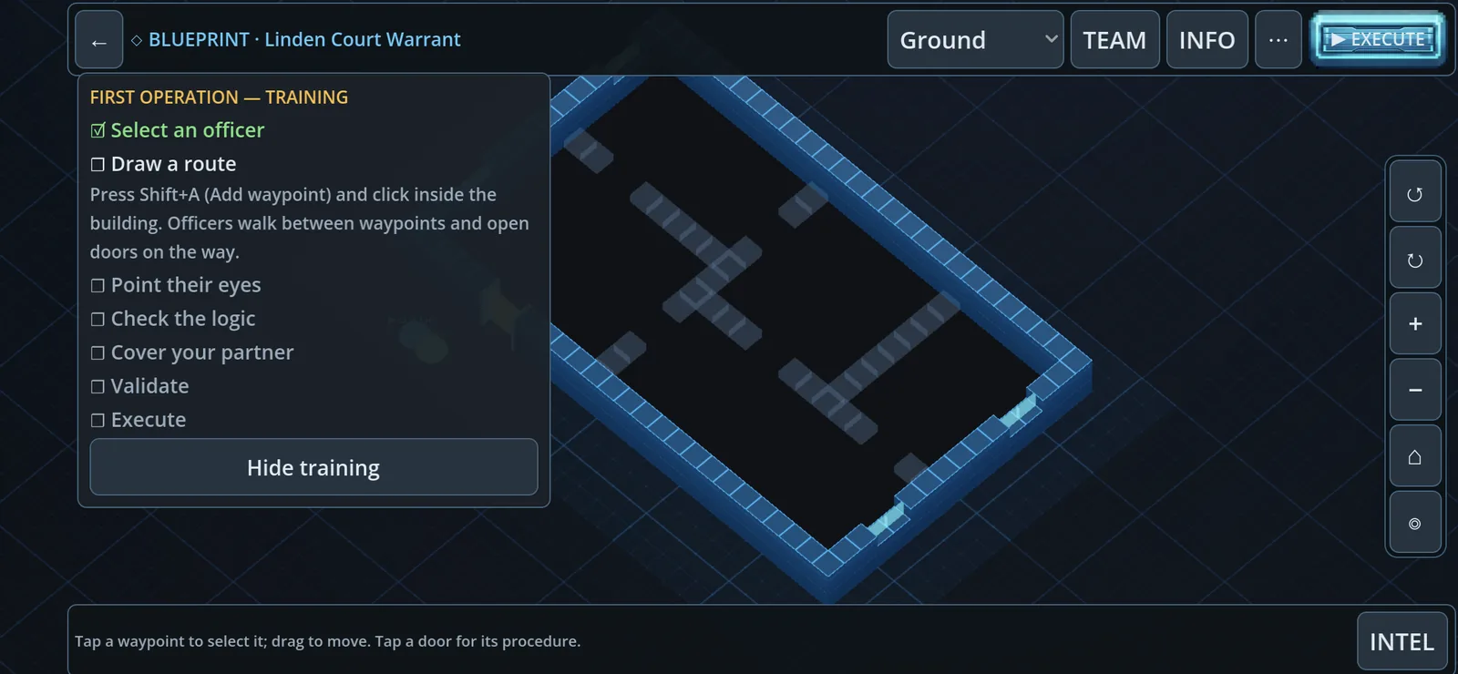 Plan táctico sobre el plano 3D.